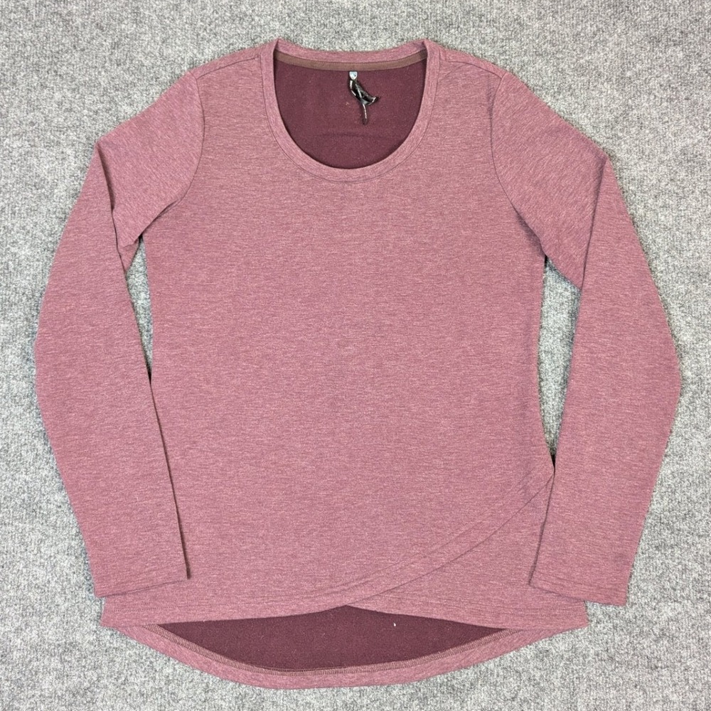 Kuhl Freethinkr Sweatshirt Womens Small Burgundy Heather Fleece Tulip Hem 4273